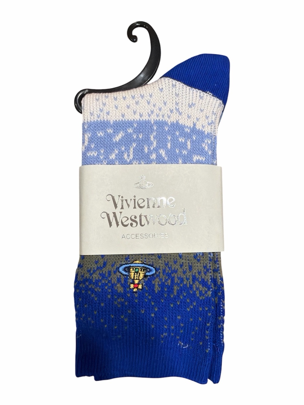 Vivienne Westwood Blue Gradient Pattern Crew Socks